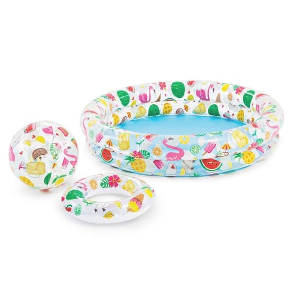 Uppblåsbar plaskpool för barn Intex Tropiskt Ringar 150 l 122 x 25 cm (12 antal)