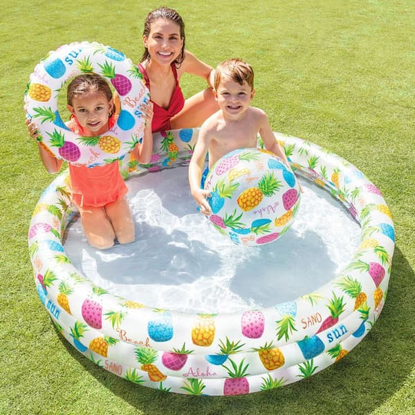Uppblåsbar plaskpool för barn Intex Ananas Ringar 248 L 132 x 28 x 132 cm (12 antal)