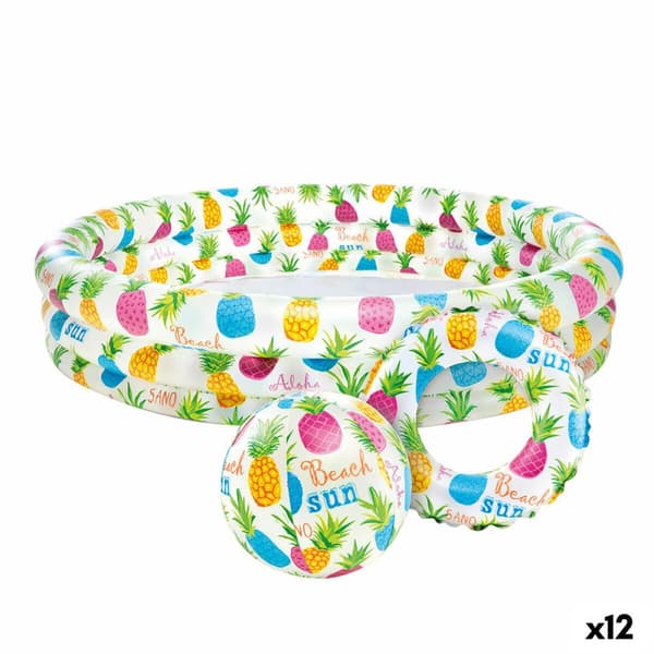 Uppblåsbar plaskpool för barn Intex Ananas Ringar 248 L 132 x 28 x 132 cm (12 antal)