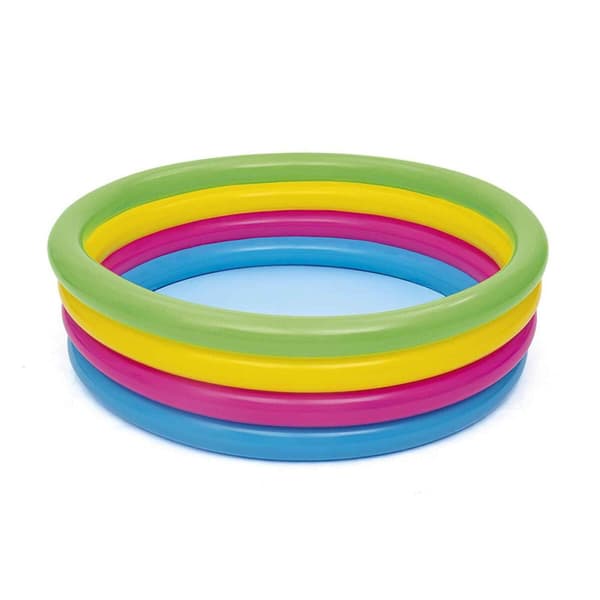 Bestway Barns Uppblåsbar Pool 4 Ringar Regnbåge 157x46 cm +3 År Trädgård 51117