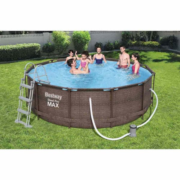 Bestway Rund Stålram Ovan Markpool Steel Pro Max Rattan Ø 366x100 Cm 9150 Liters