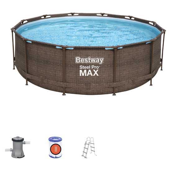 Bestway Rund Stålram Ovan Markpool Steel Pro Max Rattan Ø 366x100 Cm 9150 Liters