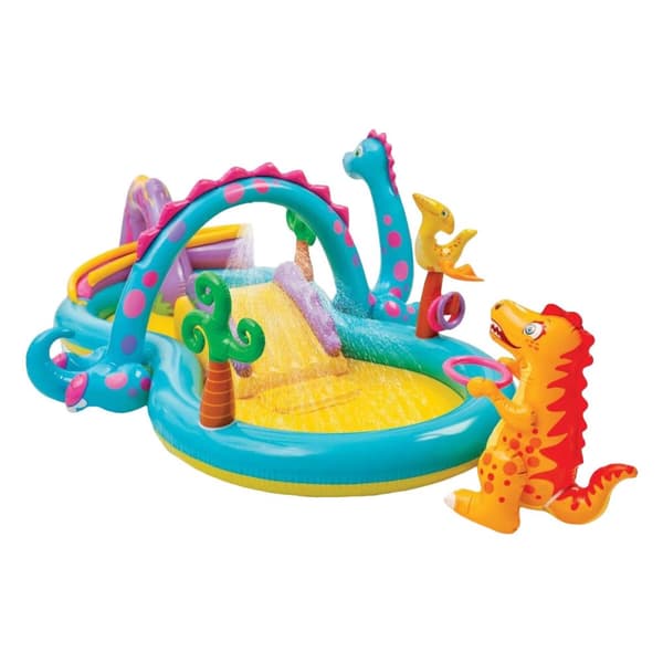 Uppblåsbar plaskpool för barn Intex Dinosaurier Lekplats 302 x 112 x 229 cm 280 L