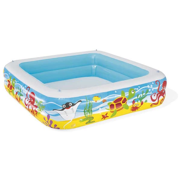 Bestway Med Markise Firkantet Oppustelig Legepool 147x147x122 Cm Blå 265L