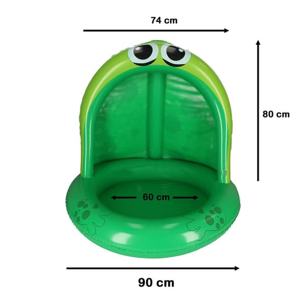 Uppblåsbar pool för barn, plaskdamm med grodtak, 95 cm