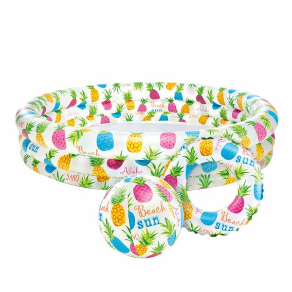 Uppblåsbar plaskpool för barn Intex Ananas Ringar 248 L 132 x 28 x 132 cm (12 antal)