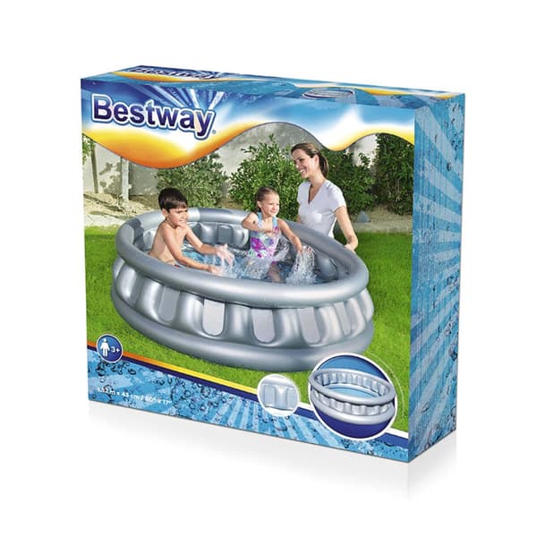 Bestway Uppblåsbar barnpool 3 kammare rymdskepp 152x43cm +3 år Trädgård 51080