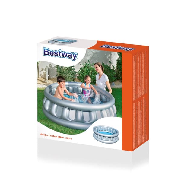Bestway Uppblåsbar barnpool 3 kammare rymdskepp 152x43cm +3 år Trädgård 51080