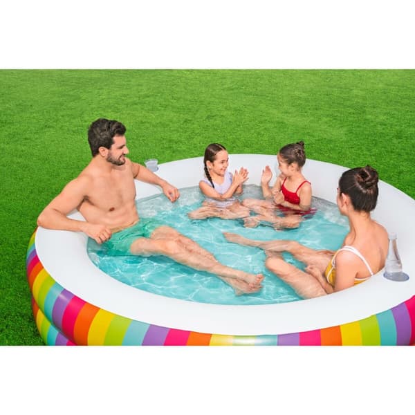 Bestway Barnpool 2 Ringar Regnbåge 206x206x51 cm +6 År Trädgård 54443