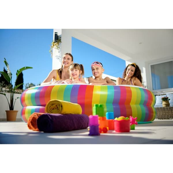 Bestway Barnpool 2 Ringar Regnbåge 206x206x51 cm +6 År Trädgård 54443