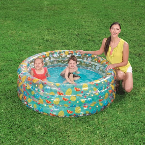 Bestway Uppblåsbar Pool 3 Ringar Transparent Tropisk 150x53 cm +6 År Trädgård 51045