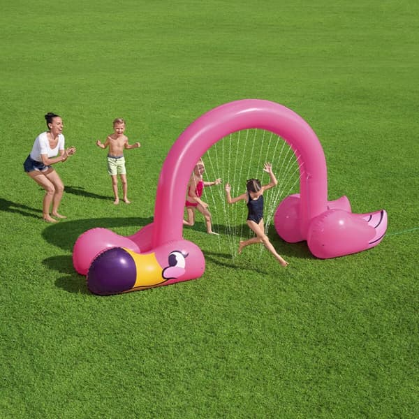 Legetøjs vandsprinkler Bestway Plastik 340 x 110 x 193 cm Lyserød flamengo