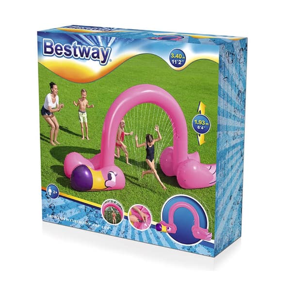 Legetøjs vandsprinkler Bestway Plastik 340 x 110 x 193 cm Lyserød flamengo
