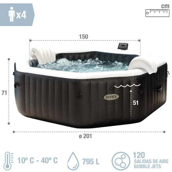 Uppblåsbart spa Intex 201 x 71 x 201 cm 795 L