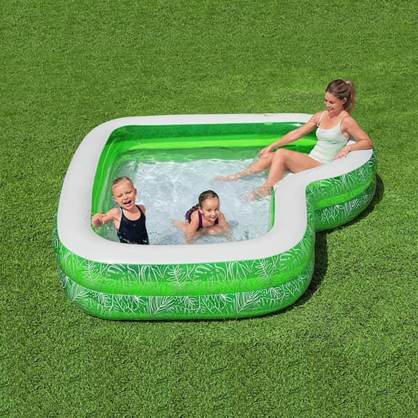 Bestway Uppblåsbar Pool 2 Kamrar Tropical 231x231x51 cm +6 År Trädgård 54336