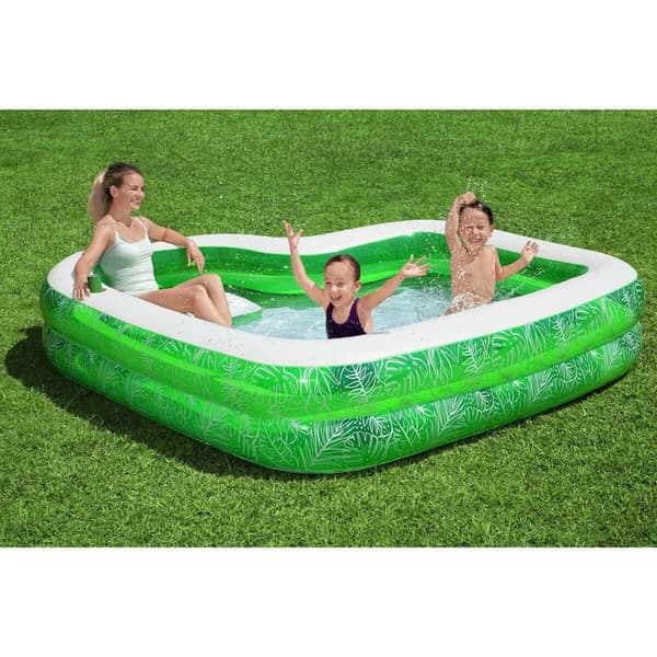 Bestway Uppblåsbar Pool 2 Kamrar Tropical 231x231x51 cm +6 År Trädgård 54336