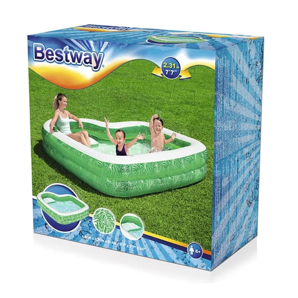 Bestway Uppblåsbar Pool 2 Kamrar Tropical 231x231x51 cm +6 År Trädgård 54336