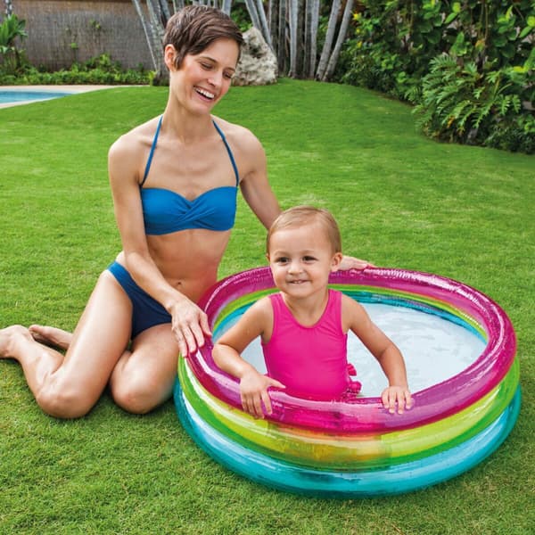 Uppblåsbar plaskpool för barn Intex Regnbåge Ringar 63 L 86 x 25 x 86 cm (12 antal)