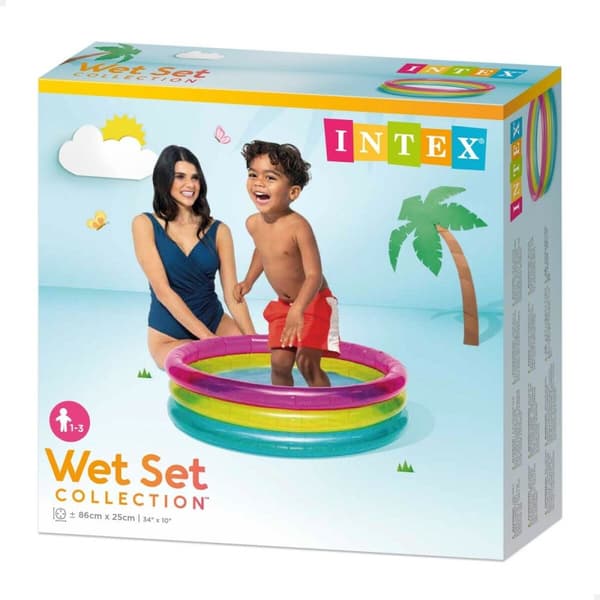 Uppblåsbar plaskpool för barn Intex Regnbåge Ringar 63 L 86 x 25 x 86 cm (12 antal)