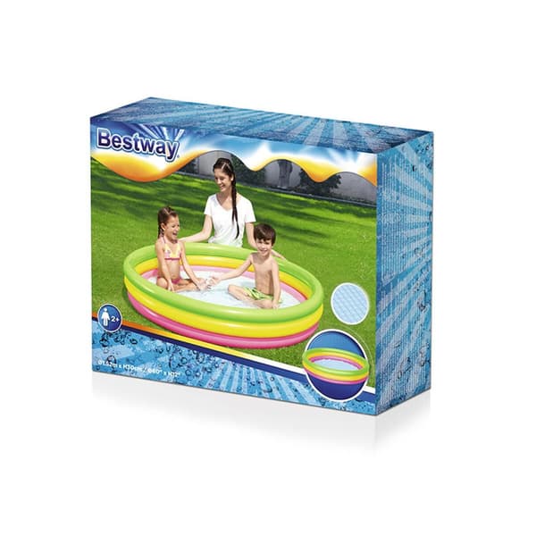 Bestway Uppblåsbar pool 3 ringar vadderad botten 152x30 cm +2 År trädgård 51103