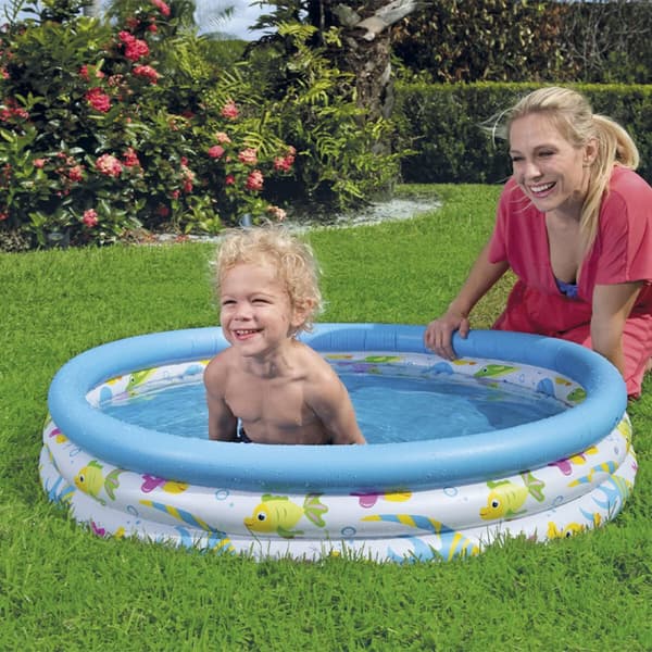 Bestway Uppblåsbar Barnpool 3 Ringar Coral 102x25 cm +2 År Trädgård 51008