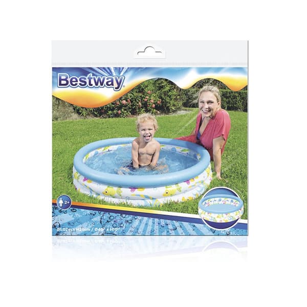 Bestway Uppblåsbar Barnpool 3 Ringar Coral 102x25 cm +2 År Trädgård 51008