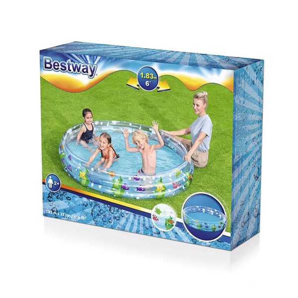 Oppblåsbart plaskebasseng for barn Bestway Marineblå 183 x 33 cm