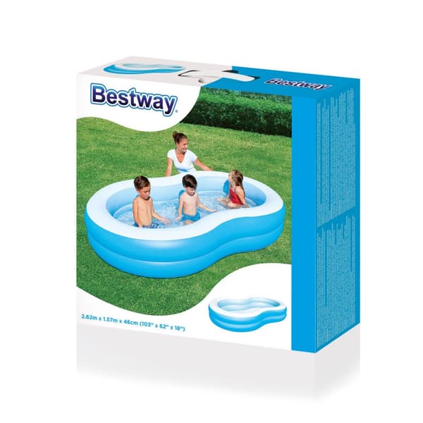 Bestway Uppblåsbar Pool 2 Kammare Stora Sjön 262x157x46 cm +3 År Trädgård 54117