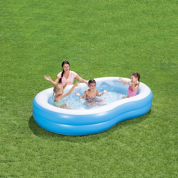Bestway Uppblåsbar Pool 2 Kammare Stora Sjön 262x157x46 cm +3 År Trädgård 54117