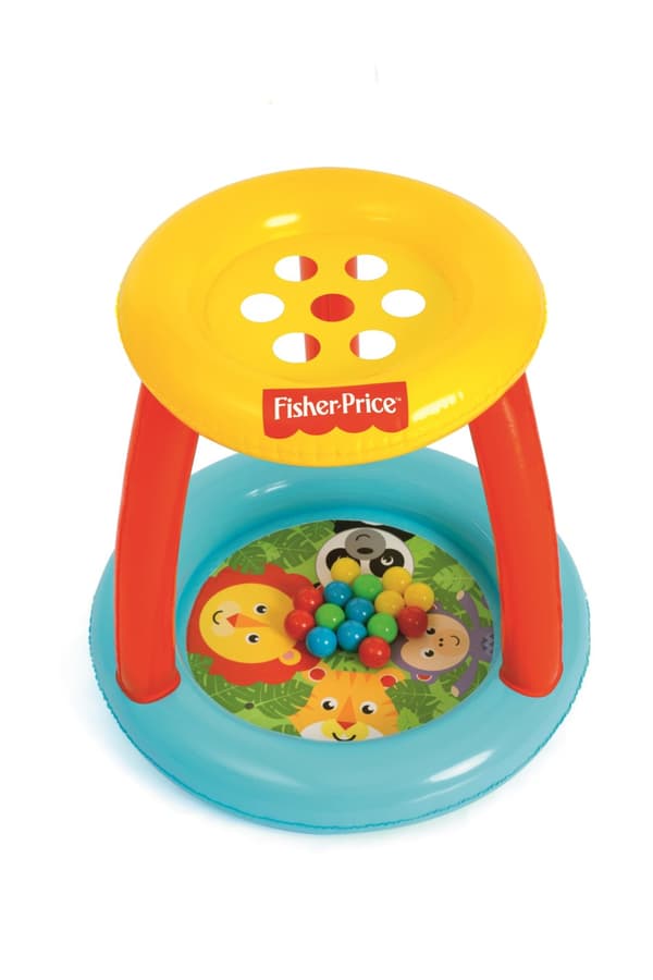 Bestway 93541 Fisher Price Pool med tak och Animal Friends bollar