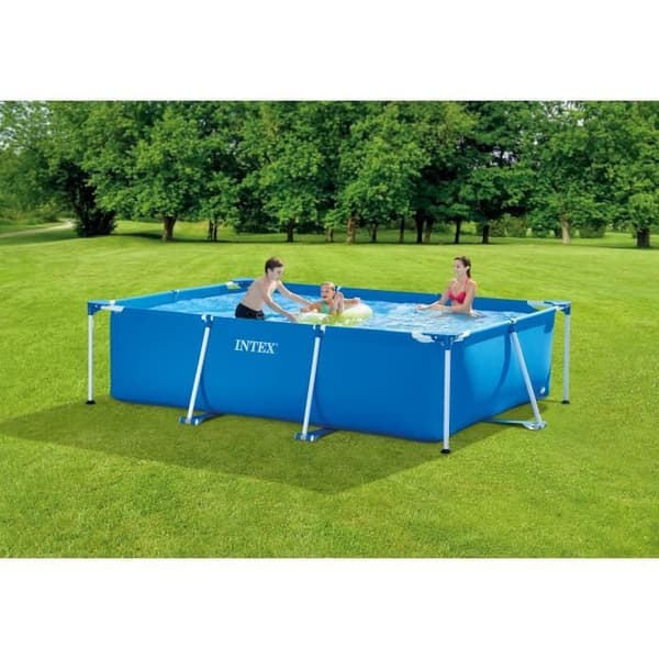 INTEX Tubular Above Ground Pool Kit - Metallram - 300 x 200 x 75 cm - Rektangulär (levereras med pump och patron) - 28275FS