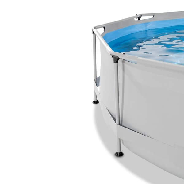 EXIT Soft Grey pool ø360x76cm med filterpump och solsegel - grå