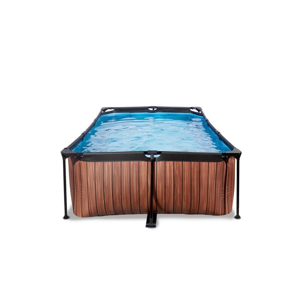 EXIT Wood pool 220x150x65cm med filterpumpe - brun