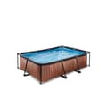 Miniatyrbillede 1 af 6: EXIT Wood pool 220x150x65cm med filterpumpe - brun