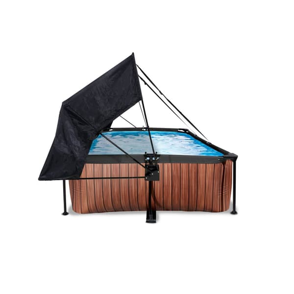 EXIT Wood pool 220x150x65cm med filterpumpe og baldakin - brun
