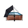 Miniatyrbillede 4 af 9: EXIT Wood pool 220x150x65cm med filterpumpe og baldakin - brun