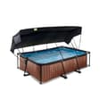 Miniatyrbillede 1 af 9: EXIT Wood pool 220x150x65cm med filterpumpe og baldakin - brun