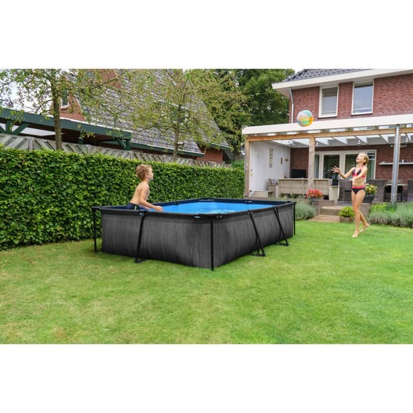 EXIT Black Wood pool 300x200x65cm med filterpump - svart