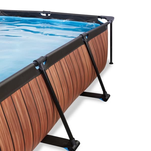 EXIT Wood pool 300x200x65cm med filterpump och tak - brun