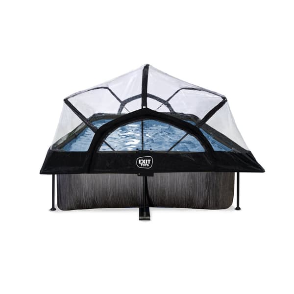 EXIT Black Wood pool 300x200x65cm med filterpump och tak - svart
