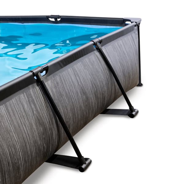 EXIT Black Wood pool 300x200x65cm med filterpump och solsegel - svart