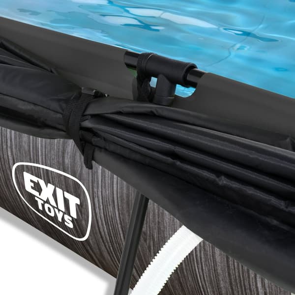 EXIT Black Wood pool 300x200x65cm med filterpump och solsegel - svart