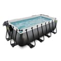 Miniatyrbild 3 av 11: EXIT Black Leather pool 400x200x122cm med sandfilterpump och tak - svart