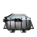 Miniatyrbild 6 av 11: EXIT Black Leather pool 400x200x122cm med sandfilterpump och tak - svart