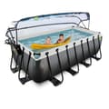 Miniatyrbild 8 av 11: EXIT Black Leather pool 400x200x122cm med sandfilterpump och tak - svart