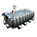 Miniatyrbild 9 av 11: EXIT Black Leather pool 400x200x122cm med sandfilterpump och tak - svart