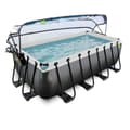Miniatyrbild 2 av 11: EXIT Black Leather pool 400x200x122cm med sandfilterpump och tak - svart