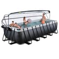 Miniatyrbild 8 av 11: EXIT Black Leather pool 540x250x122cm med sandfilterpump och tak - svart