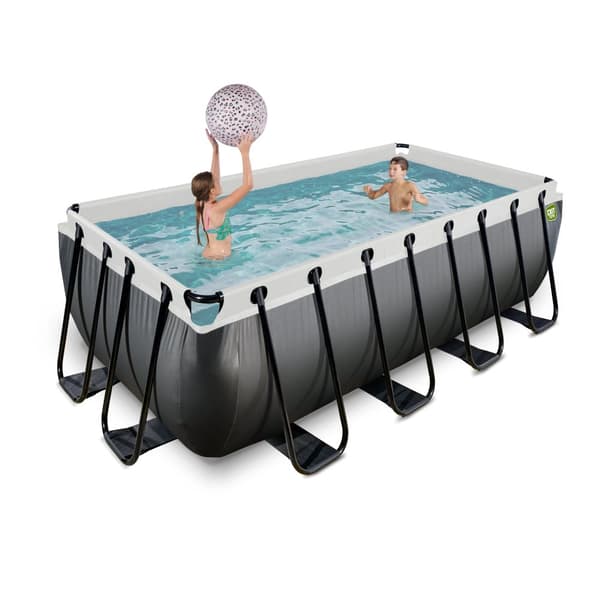 EXIT Black Leather pool 400x200x122cm med filterpump - svart