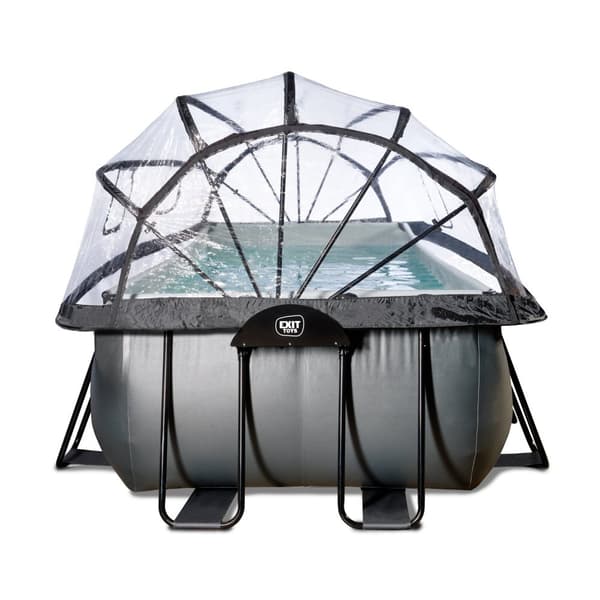 EXIT Black Leather pool 540x250x122cm med sandfilterpump och tak och värmepump - svart